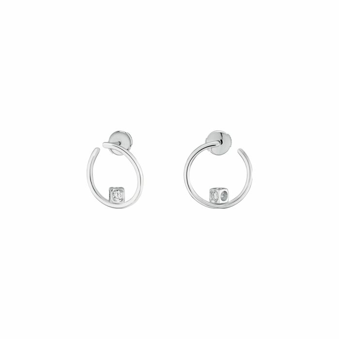 Boucles d'oreilles créoles dinh van Le Cube Diamant en or blanc et diamants