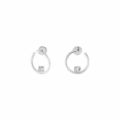 Boucles d'oreilles créoles dinh van Le Cube Diamant en or blanc et diamants