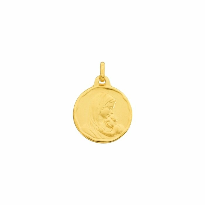 Médaille vierge et enfant en or jaune