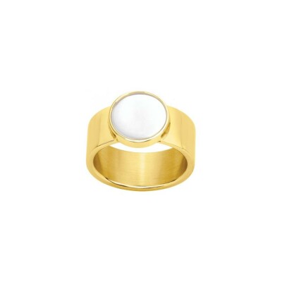 Bague Phebus en acier PVD et laque, taille 54