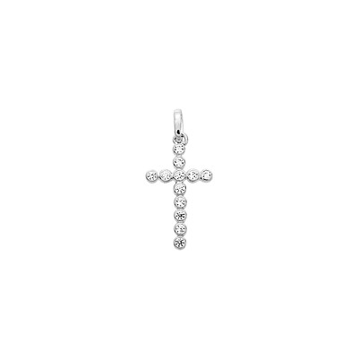 Pendentif croix en or blanc et oxyde de zirconium