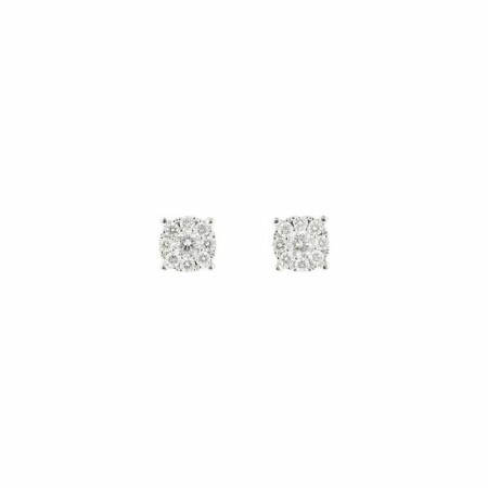 Boucles d'oreilles Illusion Rond en or blanc et diamants