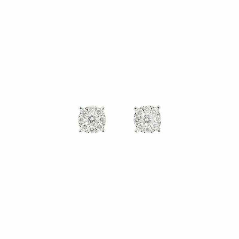 Illusion Round earrings, in white gold and diamonds