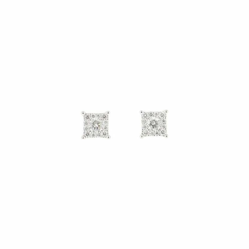 Illusion Square earrings, in white gold and diamonds