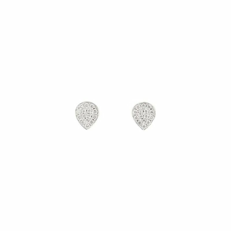 Mini Pear earrings, in white gold and diamonds