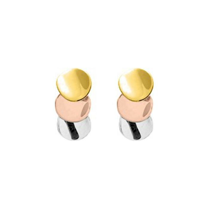Boucles d'oreilles pendantes en or jaune, or rose et or blanc