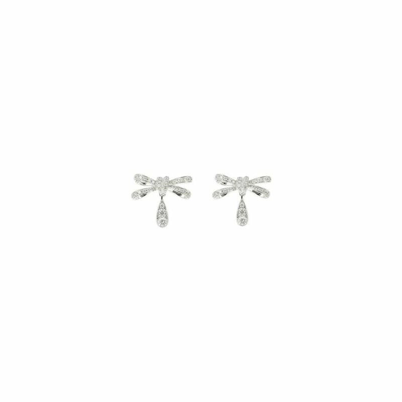 Rattrapante earrings set, in white gold and diamonds