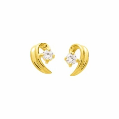 Boucles d'oreilles en or jaune et oxyde de zirconium
