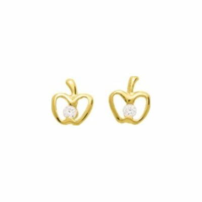 Boucles d'oreilles clou en or jaune et oxyde de zirconium