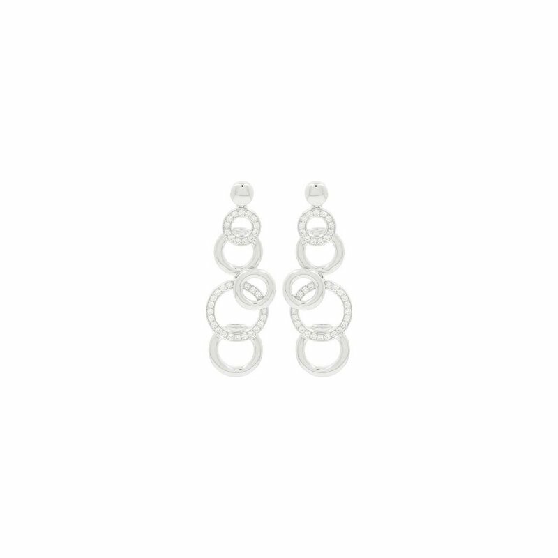Tourbillon earrings, in or blanc and diamonds