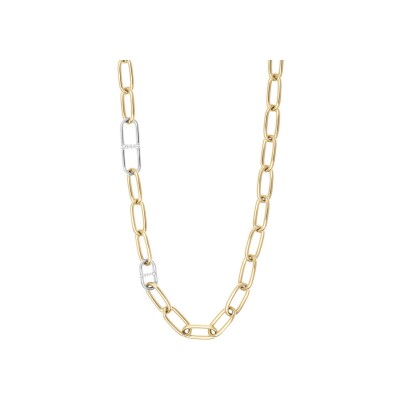 Collier Toutankhamon en or jaune, 1 double maillons et 1 maillon en or blanc et diamants