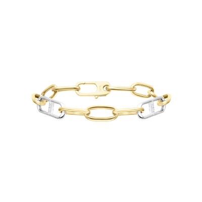Bracelet Toutankhamon en or jaune, 2 doubles maillons en or blanc et diamants