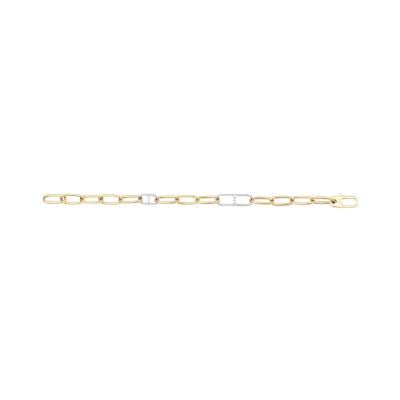 Bracelet Toutankhamon en or jaune, 2 doubles maillons en or blanc et diamants
