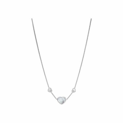 Collier Chopard Happy Hearts en or blanc, diamants et nacre