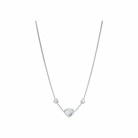 Collier Chopard Happy Hearts en or blanc, diamants et nacre