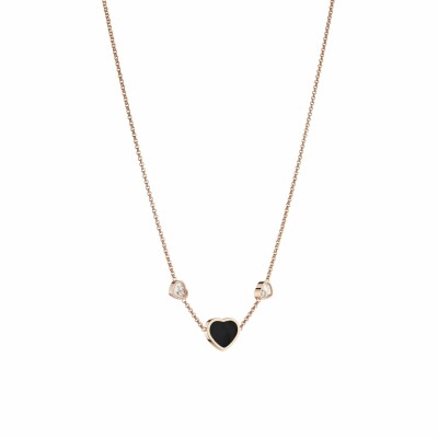 Chopard Happy Hearts necklace, rose gold, diamonds and onyx