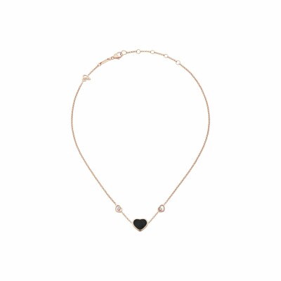 Chopard Happy Hearts necklace, rose gold, diamonds and onyx