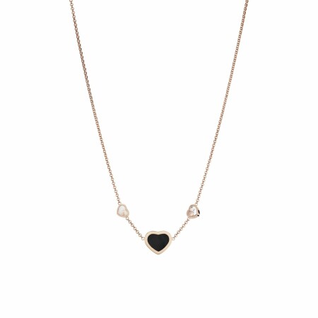 Chopard Happy Hearts necklace, rose gold, diamonds and onyx