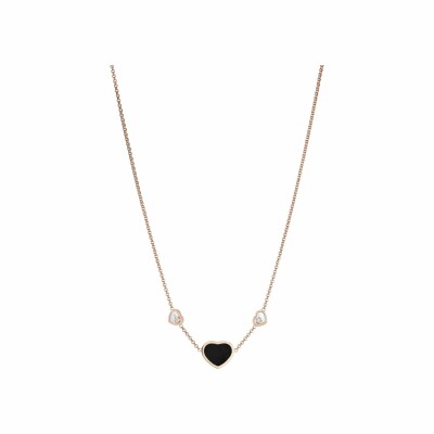 Chopard Happy Hearts necklace, rose gold, diamonds and onyx