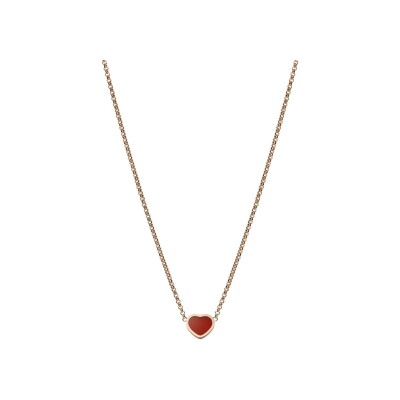 Collier Chopard My Happy Hearts en or rose et cornaline