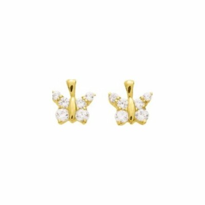 Boucles d'oreilles en or jaune et oxyde de zirconium