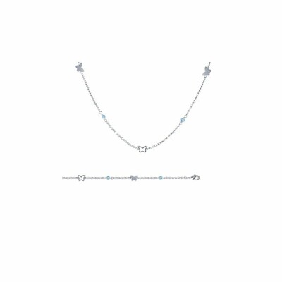 Collier en argent et cristal, 45cm