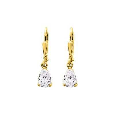 Boucles d'oreilles dormeuses en or jaune et oxydes de zirconium