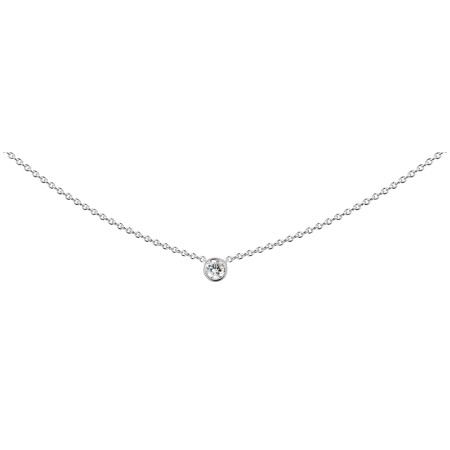 Collier en or blanc palladié et diamant  de 0.20ct