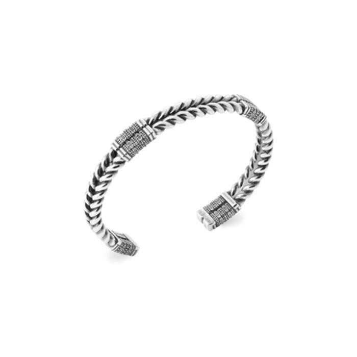 Bracelet jonc en argent rhodié