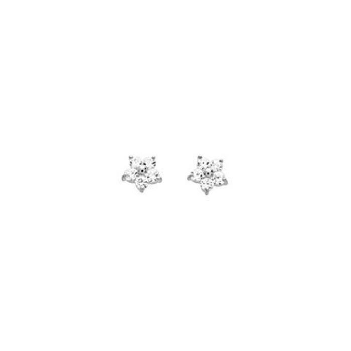 Puces d'oreilles en or blanc et oxydes de zirconium