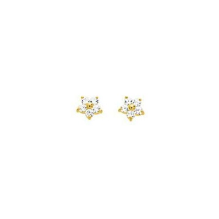 Puces d'oreilles en or jaune et oxydes de zirconium