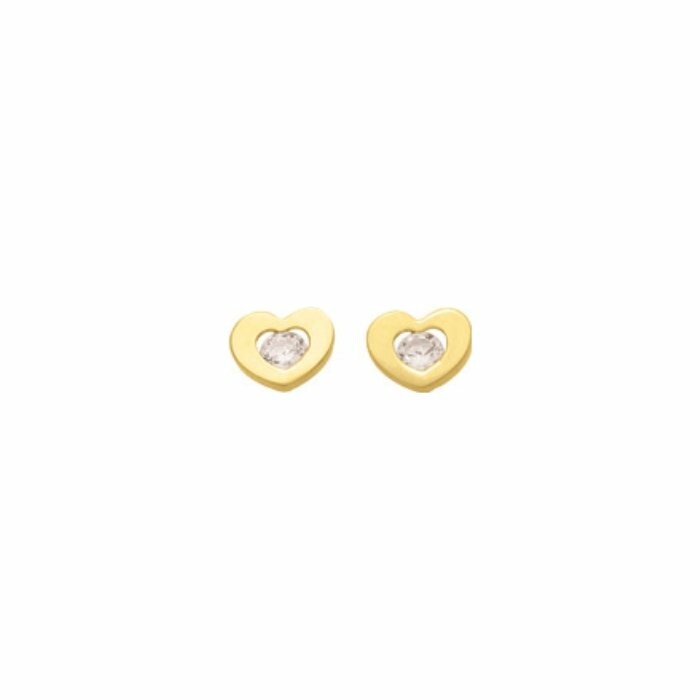 Boucles d'oreilles clous en or jaune et oxydes de zirconium