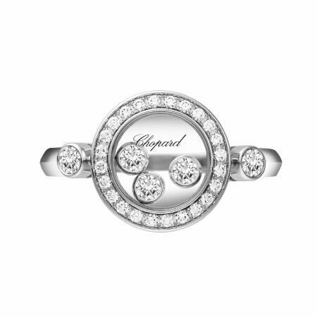 Bague Chopard Happy Diamonds en or blanc et diamants, taille 53