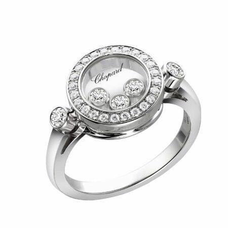 Bague Chopard Happy Diamonds en or blanc et diamants, taille 53