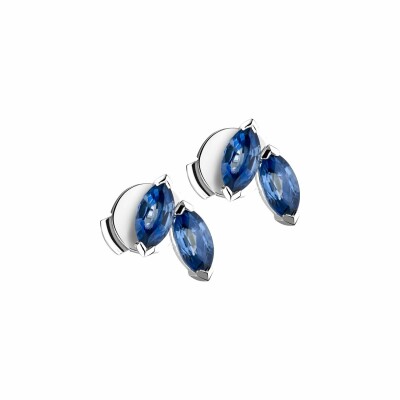 Boucles d'oreilles Garden Party Symphonie en or blanc, saphir bleu et diamants