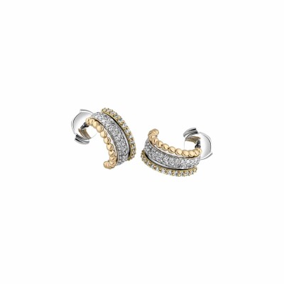 Boucles d'oreilles Garden Party Ivresse en or blanc, or jaune, or rose et diamants