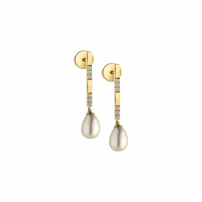 Boucles d'oreilles Garden Party Éclat en or jaune, perles et diamants