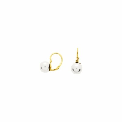 Boucles d'oreilles brisures en or jaune et perles d'eau douce