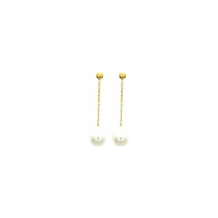 Boucles d'oreilles en or jaune et perle d'eau douce