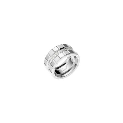 Bague Chopard Ice Cube en or blanc et diamants semi-sertis, taille 52