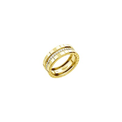 Bague Chopard Ice Cube en or jaune éthique et diamants semi-sertis, taille 53