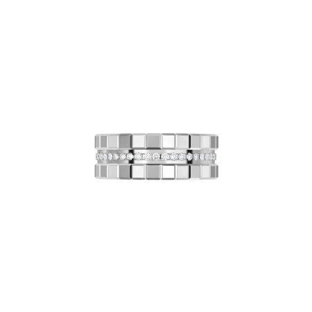 Bague Chopard Ice Cube en or blanc et diamants semi-sertis, taille 54