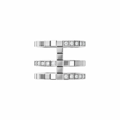 Bague Chopard Ice Cube en or blanc et diamants semi-sertis, taille 53