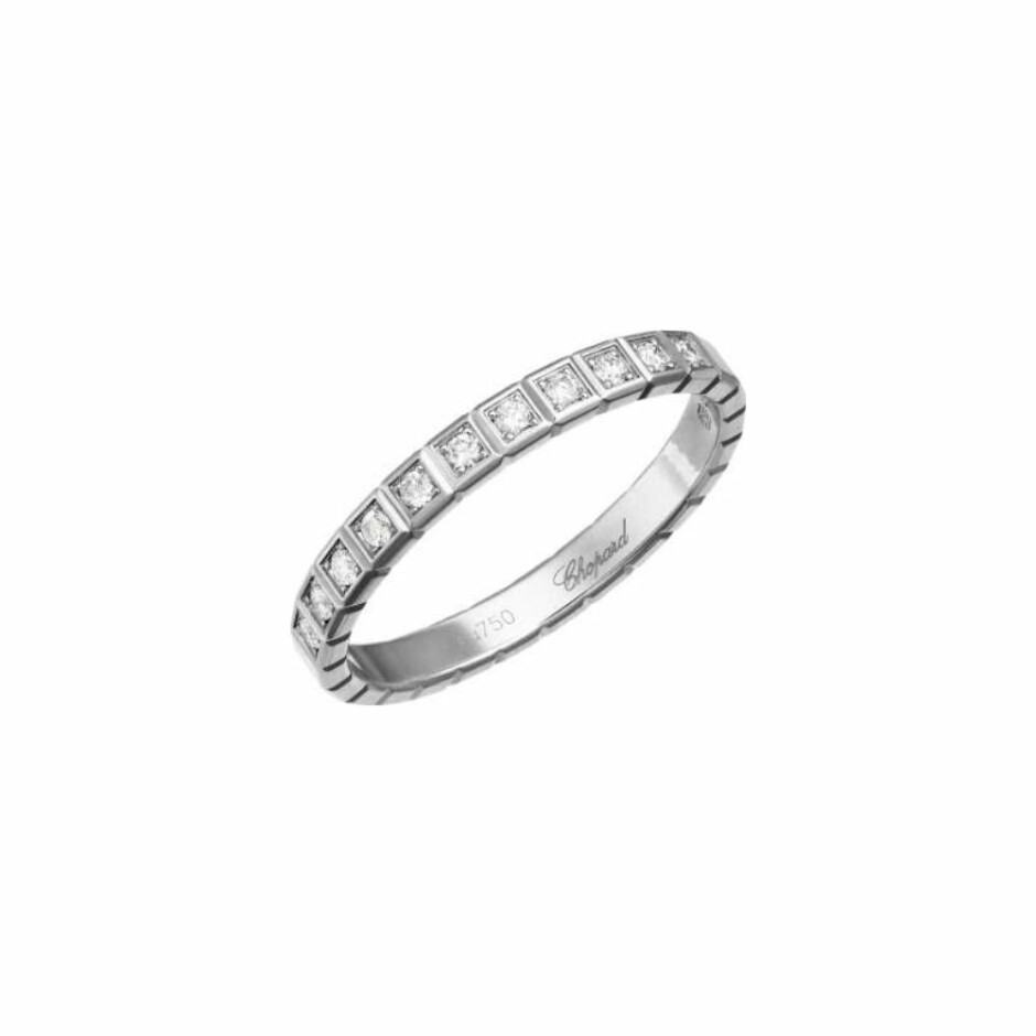 Bague Chopard Ice Cube Pure en or blanc et diamants, taille 53