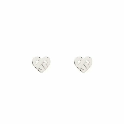 Boucles d'oreilles Poiray Coeur Entrelacé  en or blanc