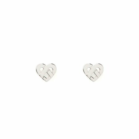 Boucles d'oreilles Poiray Coeur Entrelacé  en or blanc