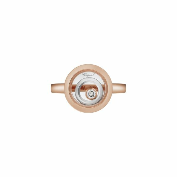 Bague Chopard Happy Spirit en or rose, or blanc et diamant, taille 53