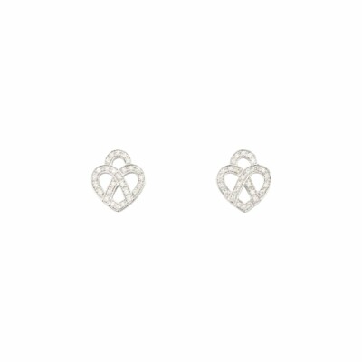 Boucles d'oreilles Poiray Coeur Entrelacé  en or blanc et diamants