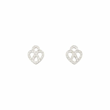 Boucles d'oreilles Poiray Coeur Entrelacé  en or blanc et diamants