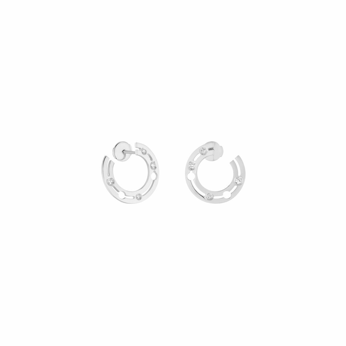 Boucles d'oreilles créoles Pulse dinh van en or blanc et diamants